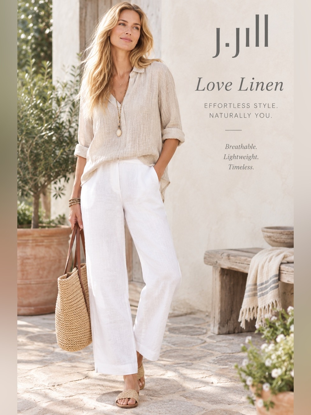 J. Jill Women's Linen Pants in White